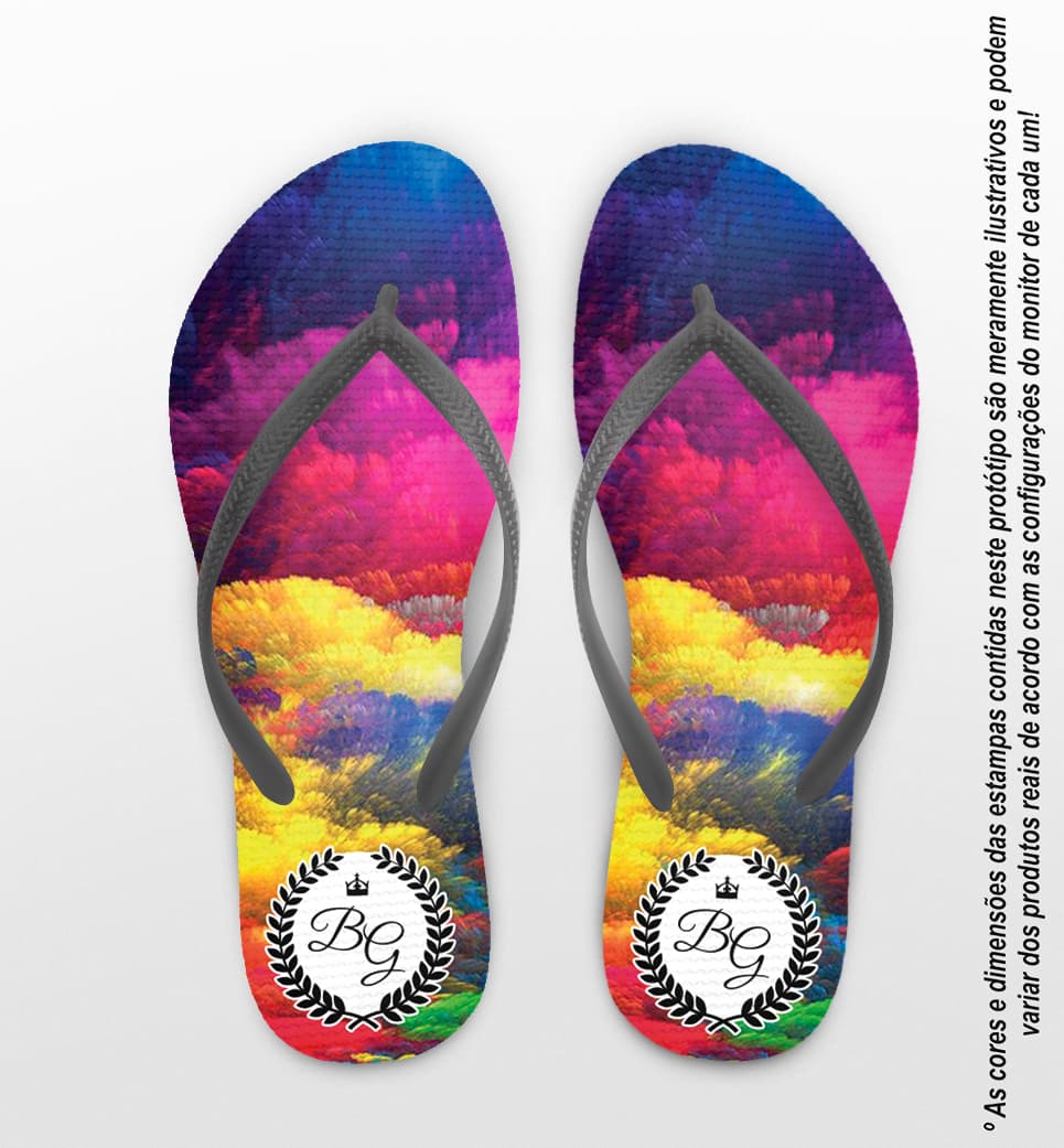Chinelo Casamento Tie Dye Coral Amarelo Personalizado COD 7877