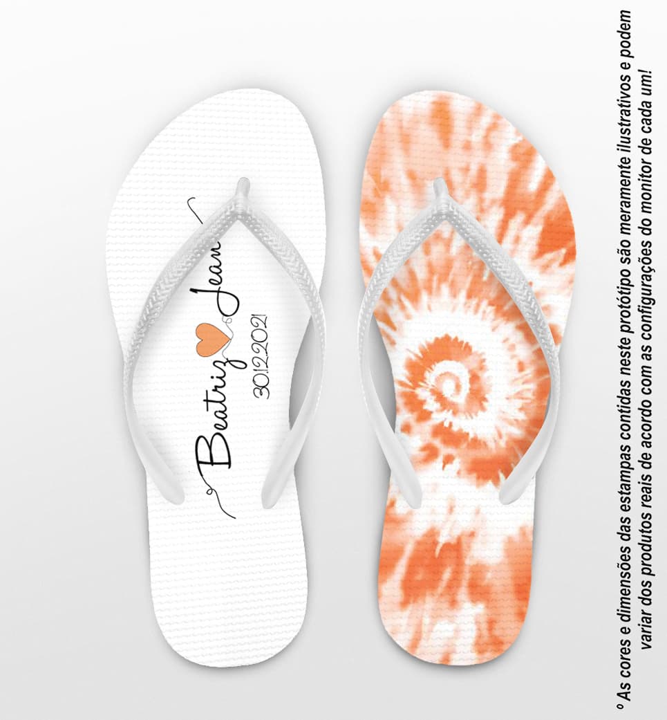 Chinelo Casamento Tie Dye Espiral Nomes Personalizado COD 7879