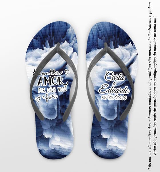 Chinelo Casamento Tie Dye Gelo Azulado Personalizado COD 7883