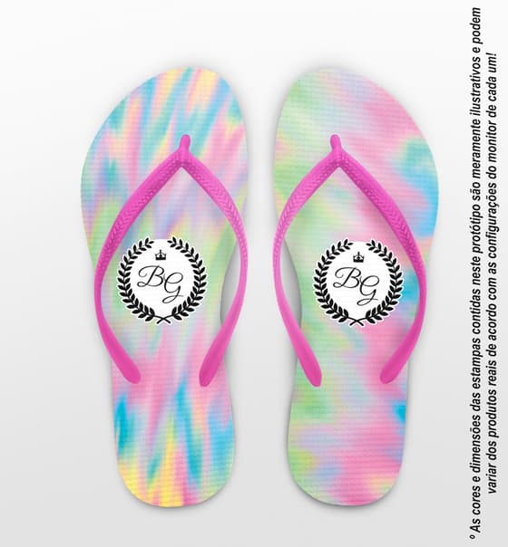 Chinelo Casamento Tie Dye Holograma Espelho Personalizado COD 7885