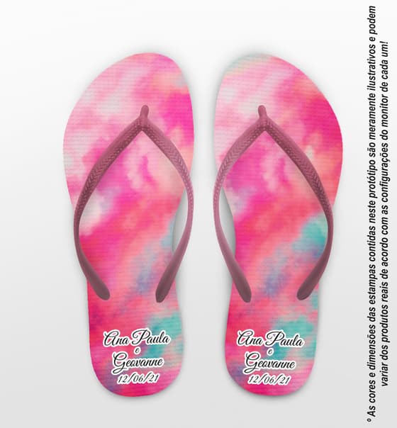 Chinelo Casamento Tie Dye Nuvem Rosa Personalizado COD 7887