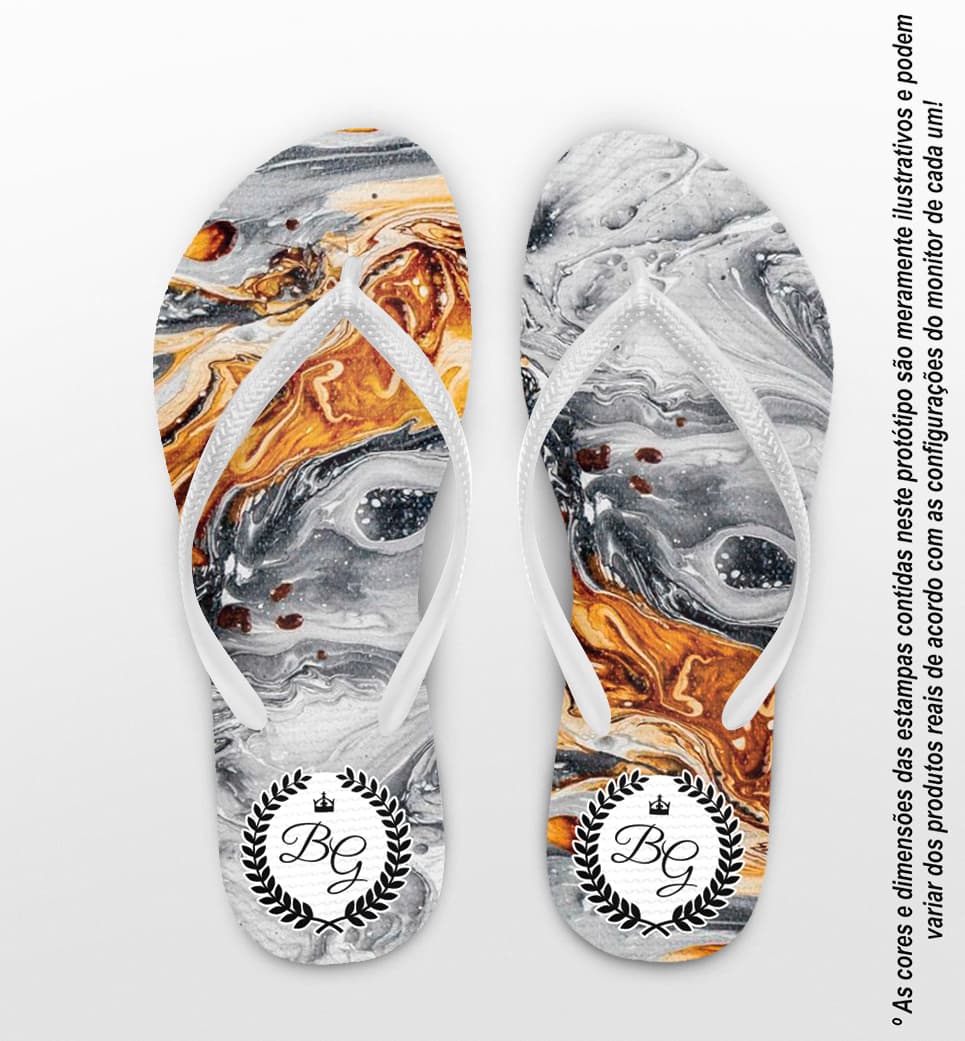 Chinelo Casamento Tie Dye Ouro Derretido Personalizado COD 7889