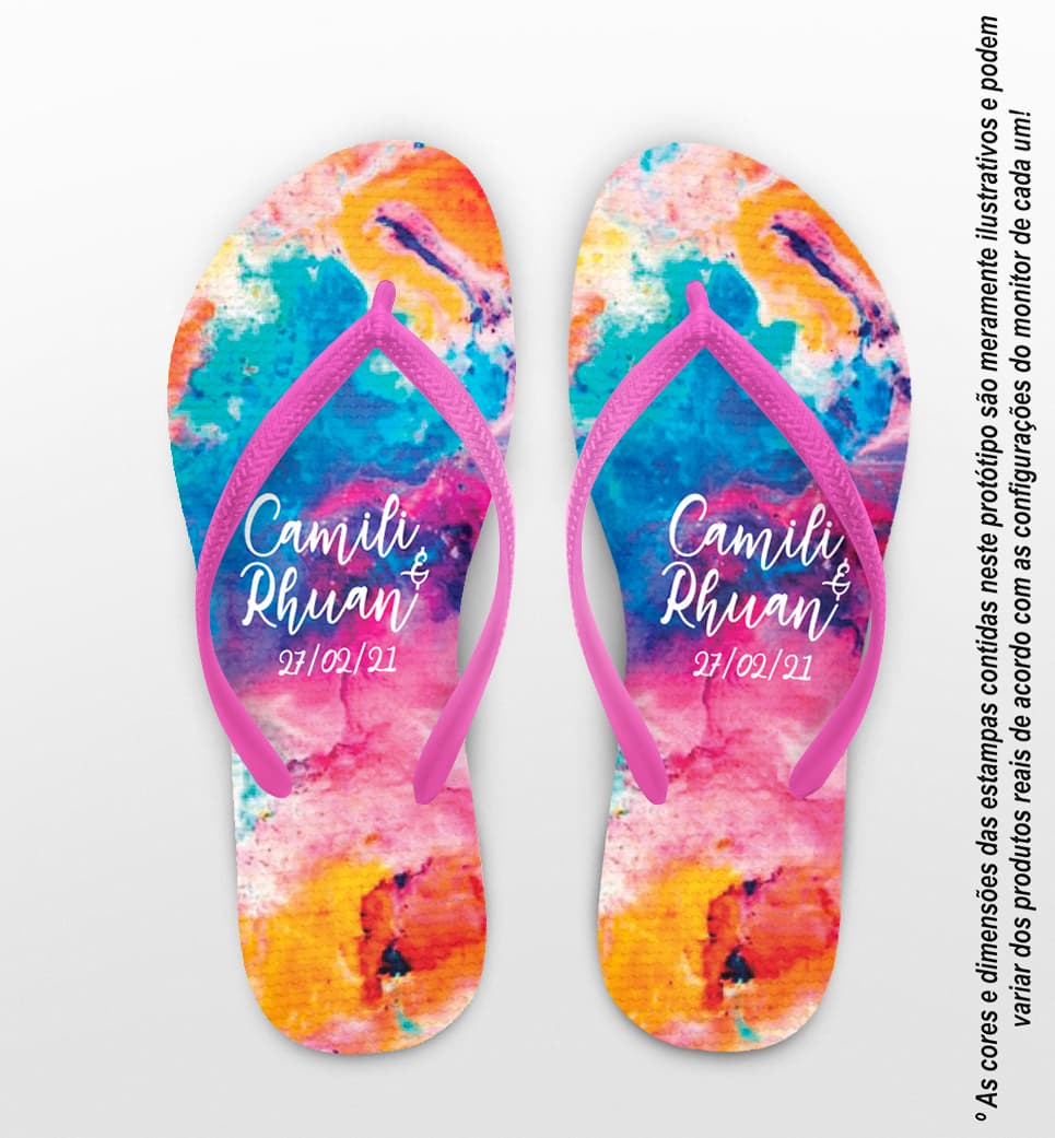 Chinelo Casamento Tie Dye Tintas Personalizado COD 7892