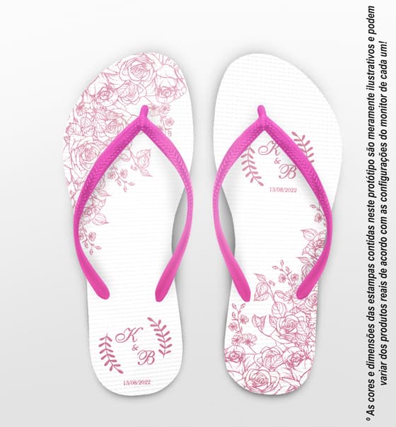 Chinelo Casamento Traço Floral Personalizado COD 10575