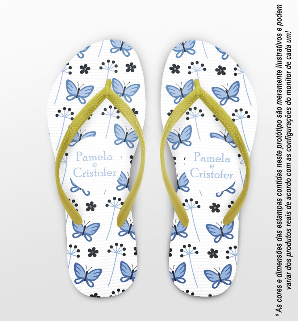 Chinelo Casamento Personalizado Borboletas COD 9353