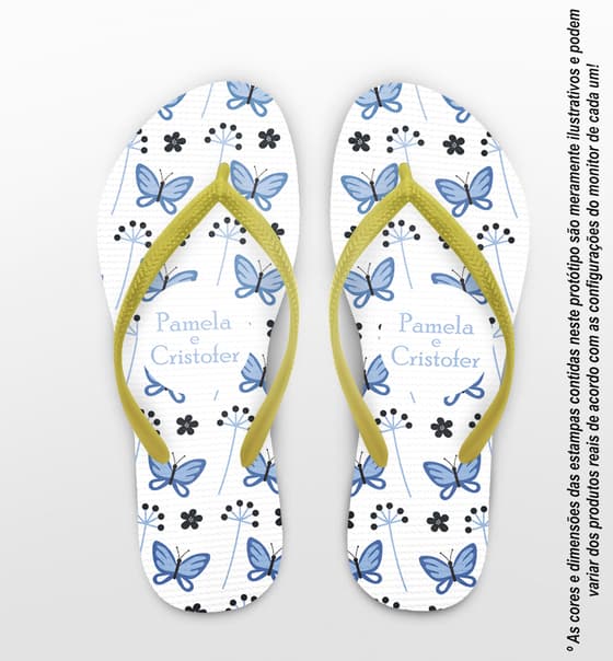 Chinelo Casamento Personalizado Borboletas COD 9353