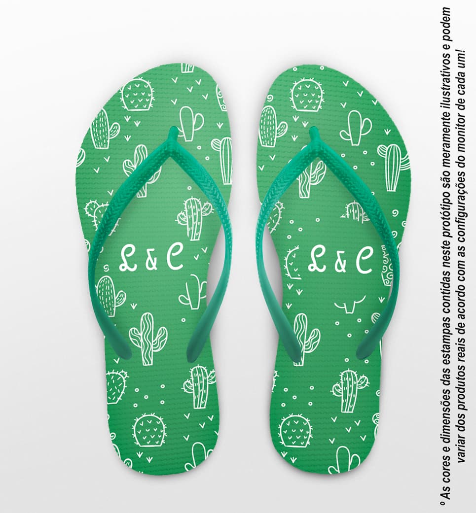 Chinelo Casamento Personalizado Cactos COD 9303