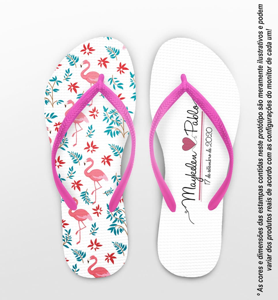Chinelo Casamento Personalizado com Flamingo COD 9295