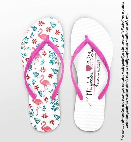 Chinelo Casamento Personalizado com Flamingo COD 9295