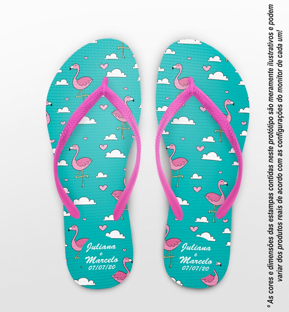 Chinelo Casamento Personalizado com Flamingos COD 9293