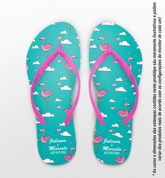 Chinelo Casamento Personalizado com Flamingos COD 9293