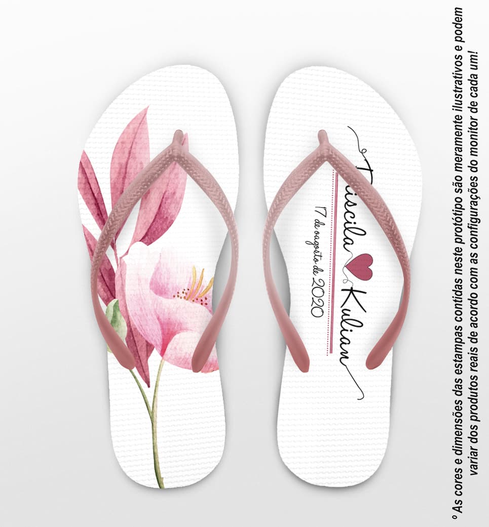 Chinelo Casamento Personalizado com Flor COD 9262