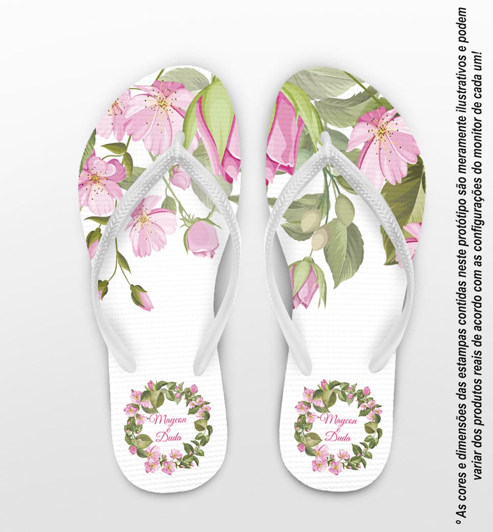 Chinelo Casamento Personalizado com Floral COD 9223