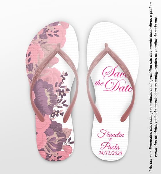 Chinelo Casamento Personalizado com Floral COD 9267