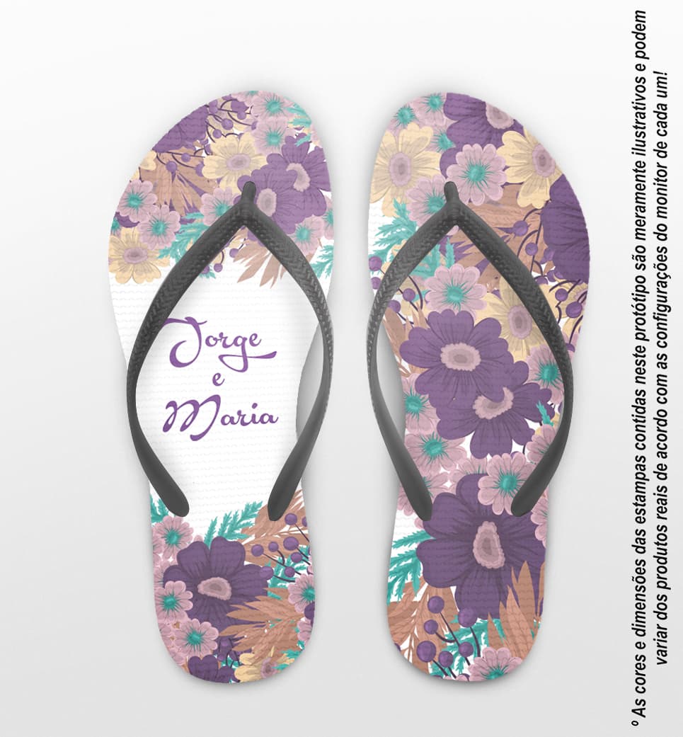 Chinelo Casamento Personalizado com Floral COD 9270