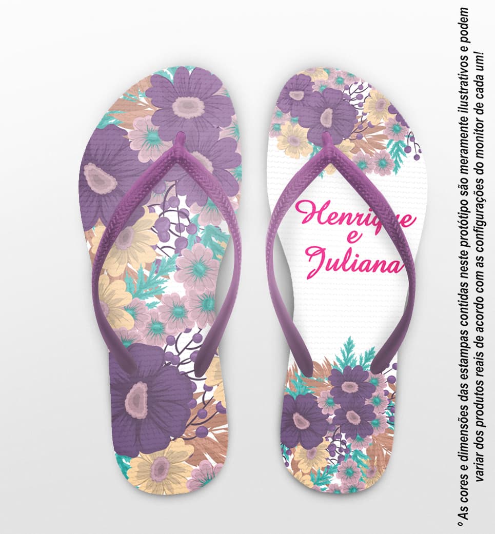 Chinelo Casamento Personalizado com Floral COD 9272