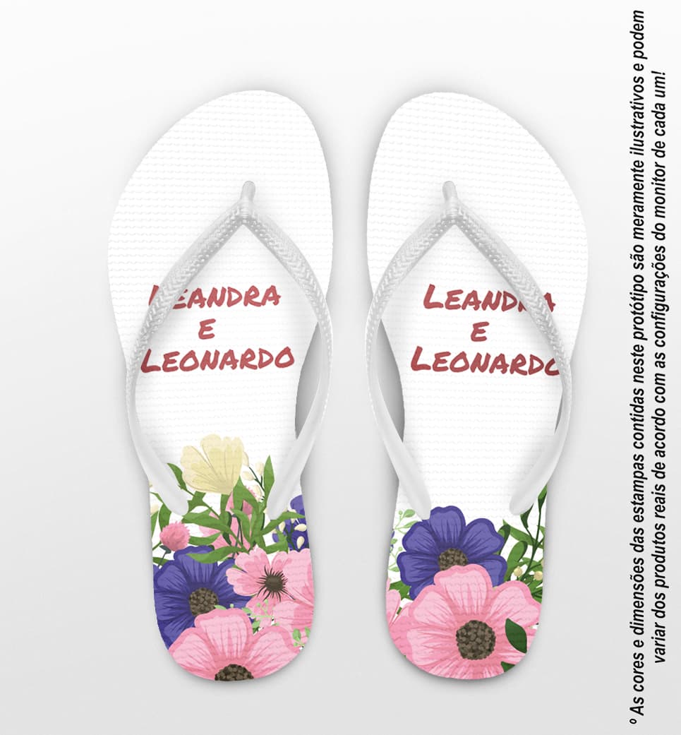 Chinelo Casamento Personalizado com Floral COD 9273