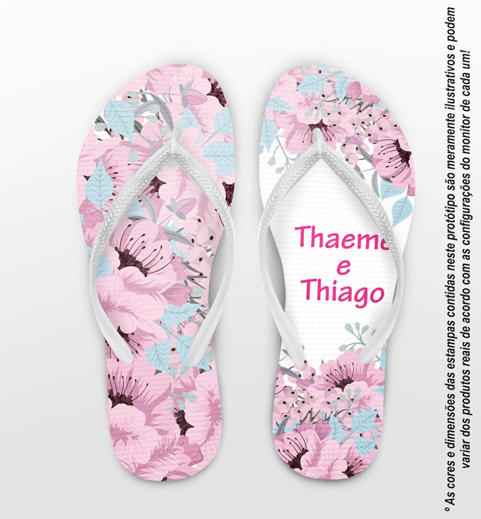Chinelo Casamento Personalizado com Floral COD 9274