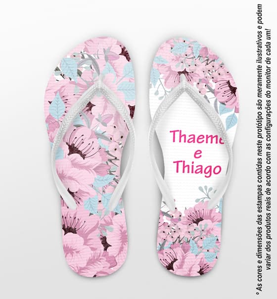 Chinelo Casamento Personalizado com Floral COD 9274