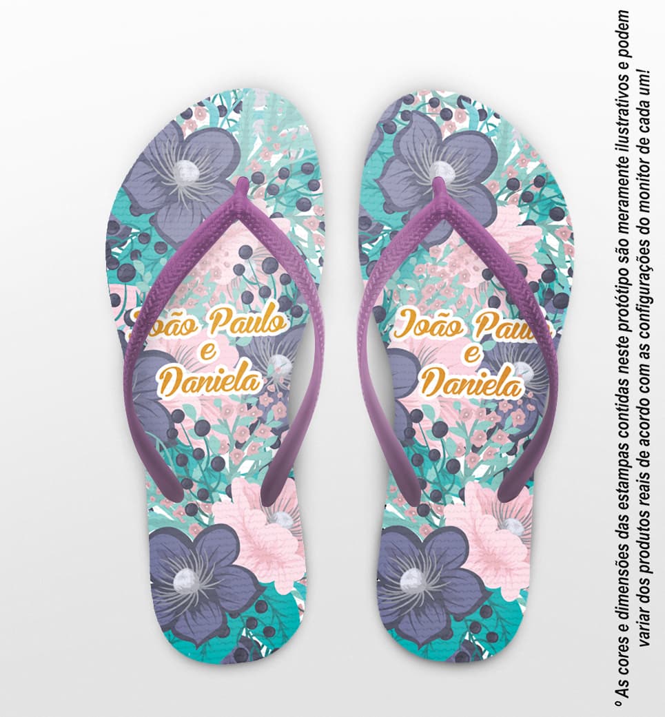 Chinelo Casamento Personalizado com Floral COD 9276