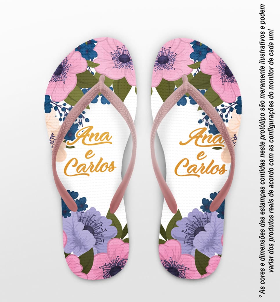 Chinelo Casamento Personalizado com Floral COD 9281