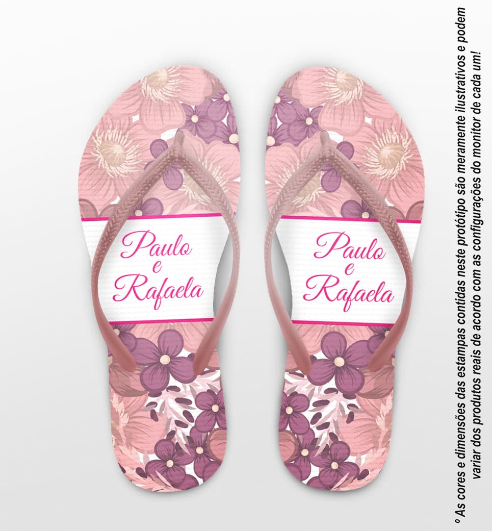 Chinelo Casamento Personalizado com Floral COD 9282