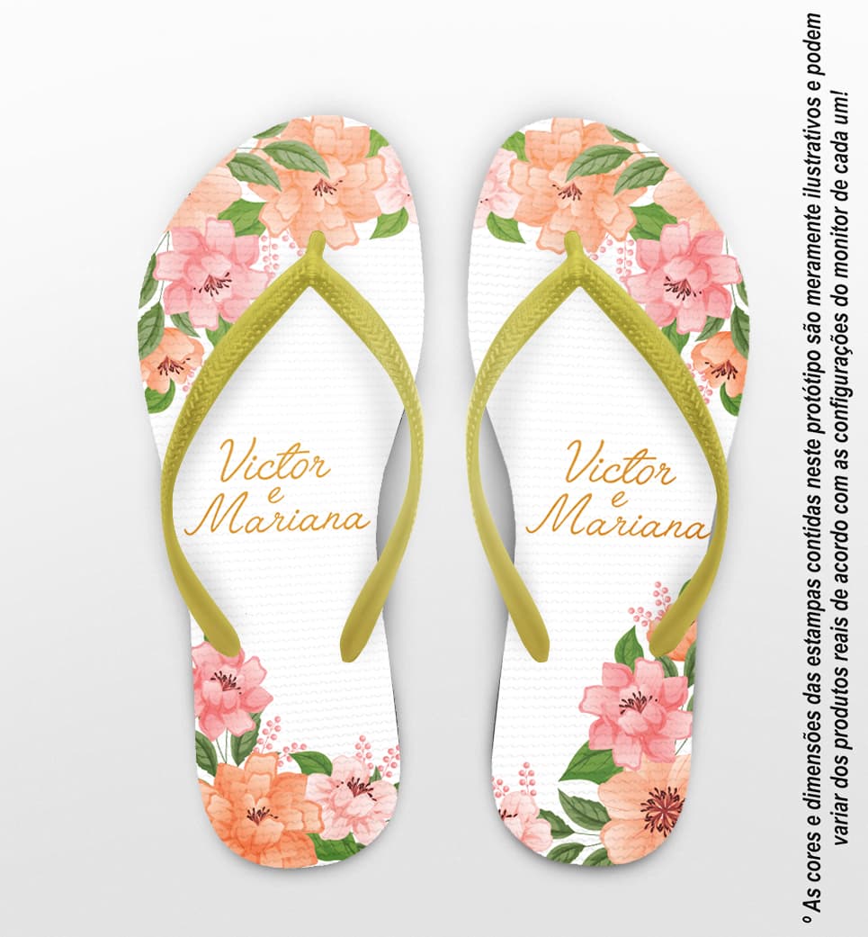 Chinelo Casamento Personalizado com Floral COD 9284