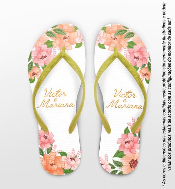 Chinelo Casamento Personalizado com Floral COD 9284