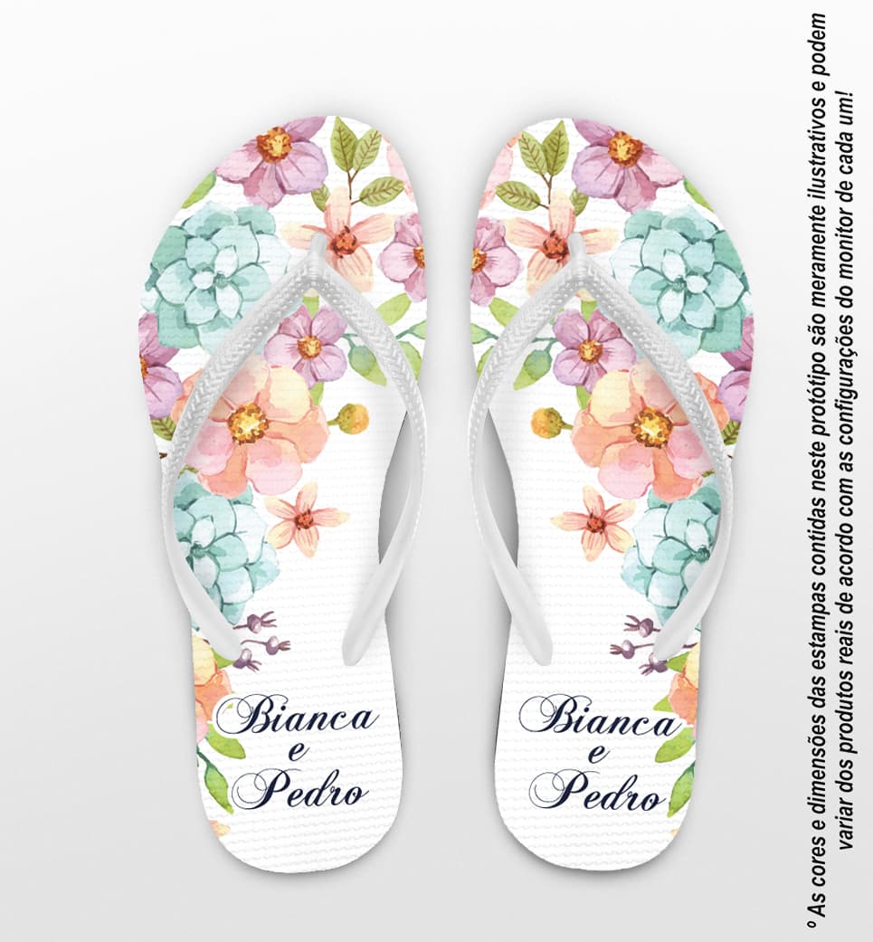 Chinelo Casamento Personalizado com Floral COD 9285