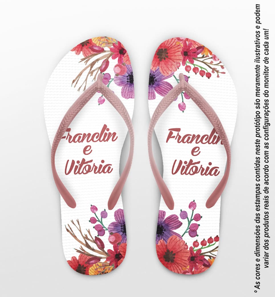 Chinelo Casamento Personalizado com Flores COD 9219