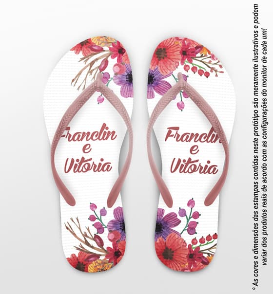 Chinelo Casamento Personalizado com Flores COD 9219