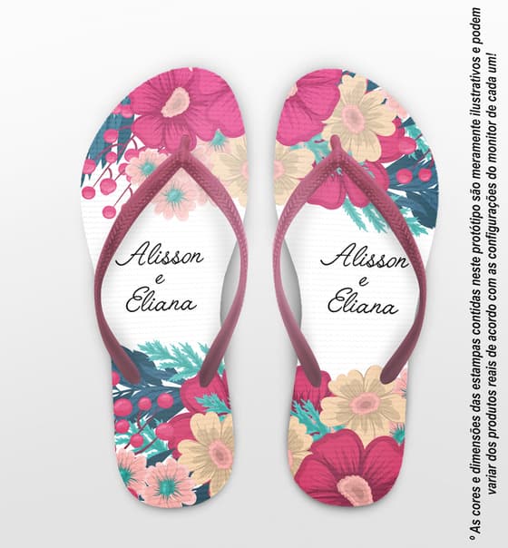 Chinelo Casamento Personalizado com Flores COD 9279