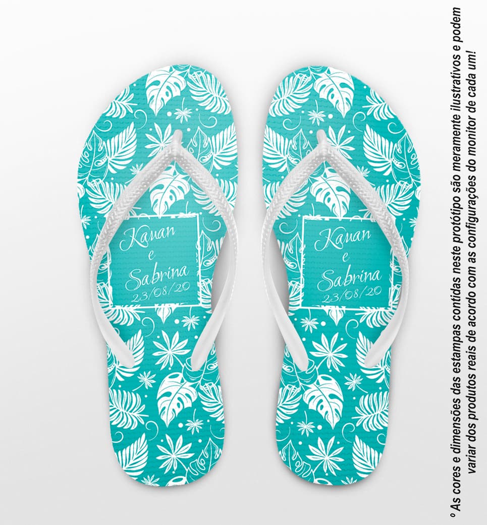Chinelo Casamento Personalizado com Folhagens COD 9294
