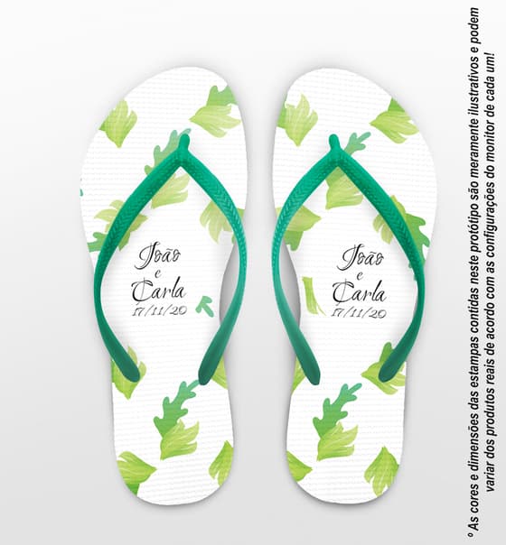 Chinelo Casamento Personalizado com Folhas COD 9292