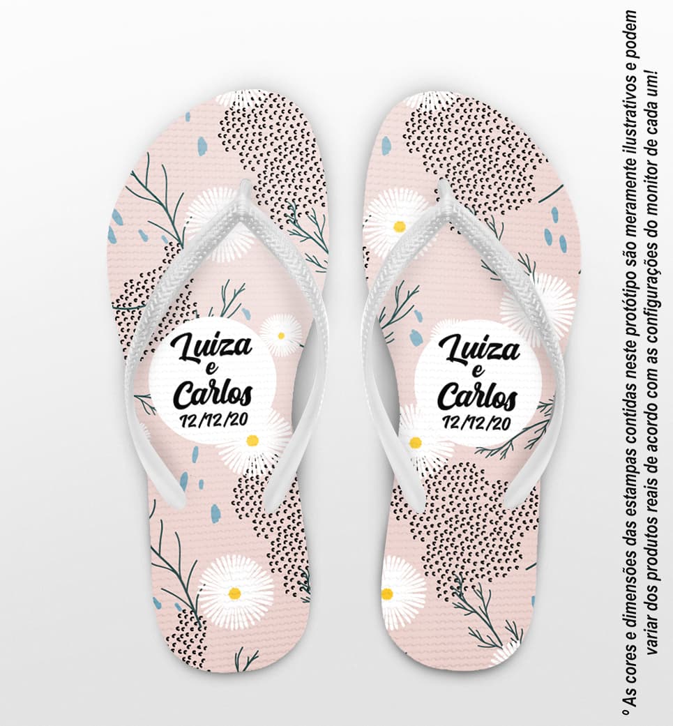 Chinelo Casamento Personalizado Flores COD 9302