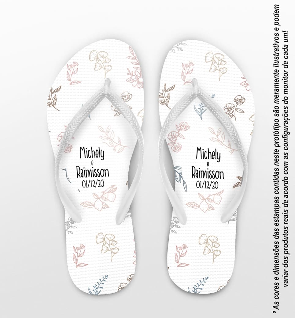 Chinelo Casamento Personalizado Folhagens COD 9301