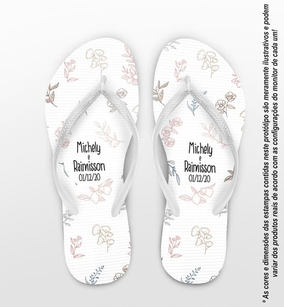 Chinelo Casamento Personalizado Folhagens COD 9301