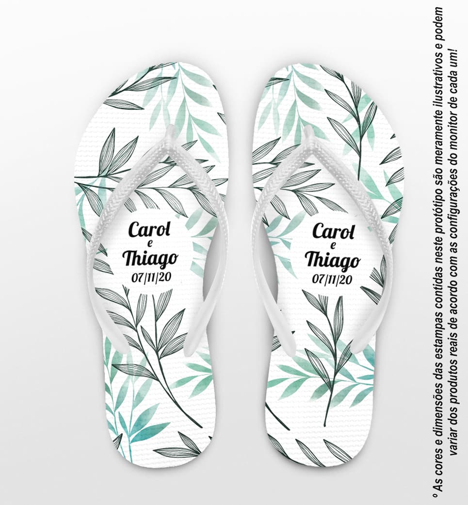 Chinelo Casamento Personalizado Folhagens COD 9304