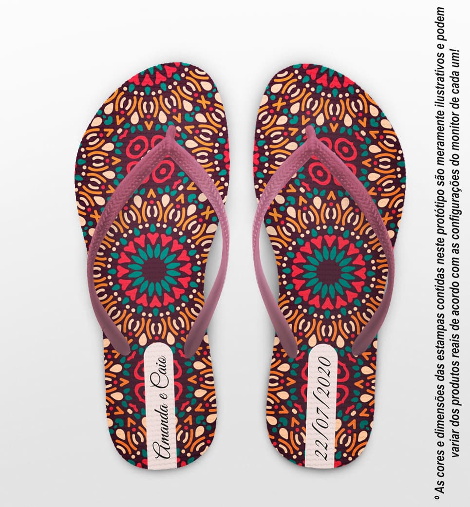 Chinelo Casamento Personalizado Mandalas COD 9298