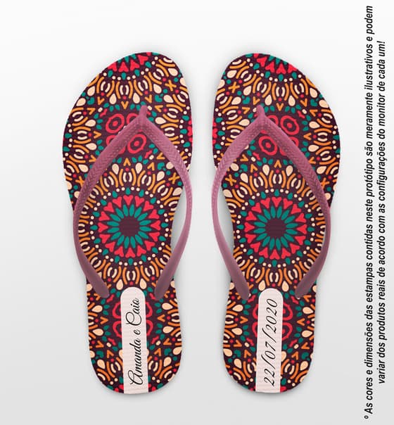 Chinelo Casamento Personalizado Mandalas COD 9298