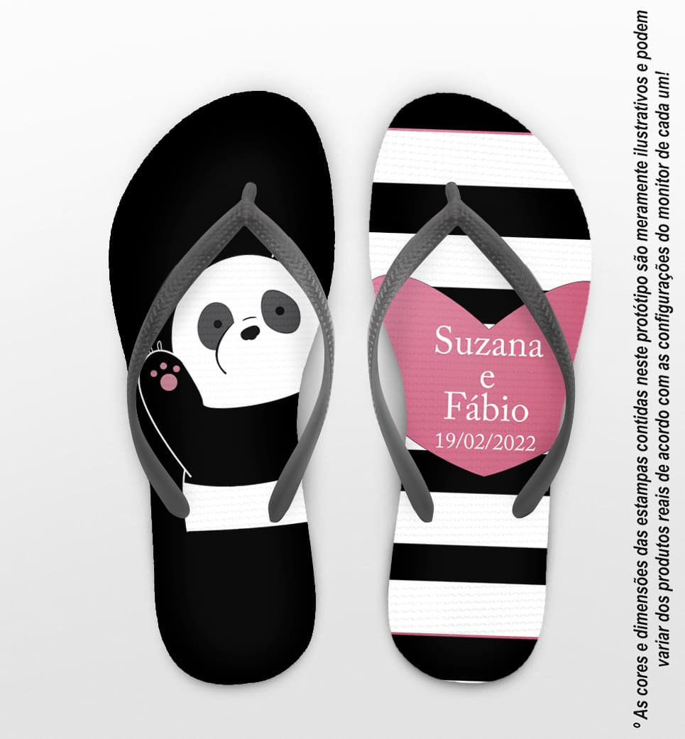 Chinelo Casamento Personalizado Panda COD 9305