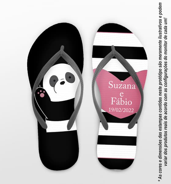Chinelo Casamento Personalizado Panda COD 9305