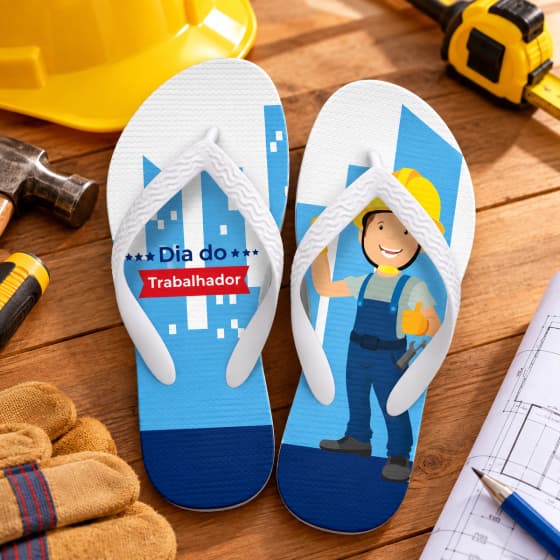 Chinelo Dia do Trabalhador Personalizado com Prédios COD 9409