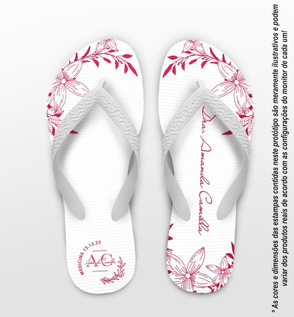 Chinelo Floral Formatura Medicina Personalizado COD 12531