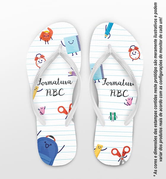 Chinelo Formatura ABC Fundo Branco com Materiais Personalizado COD 5921