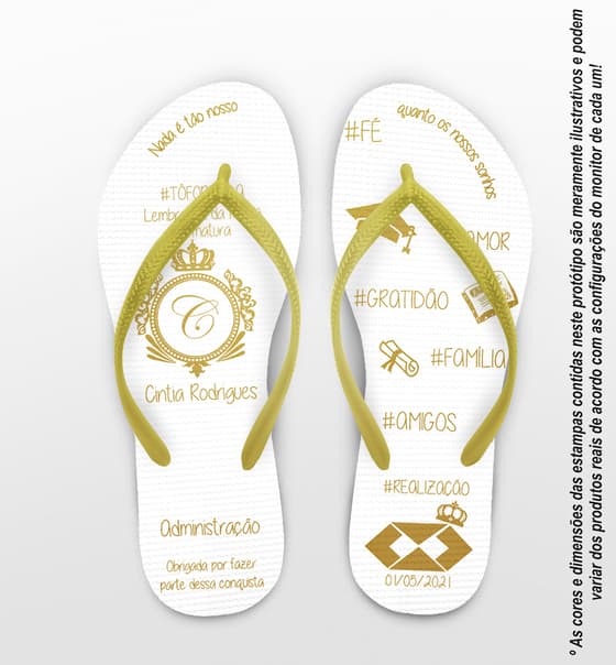 Chinelo Formatura Administração Dourado Personalizado COD 3482