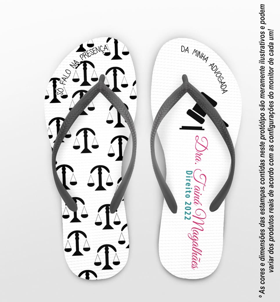 Chinelo Formatura Advogada, Malhete Direito Personalizado COD 4011