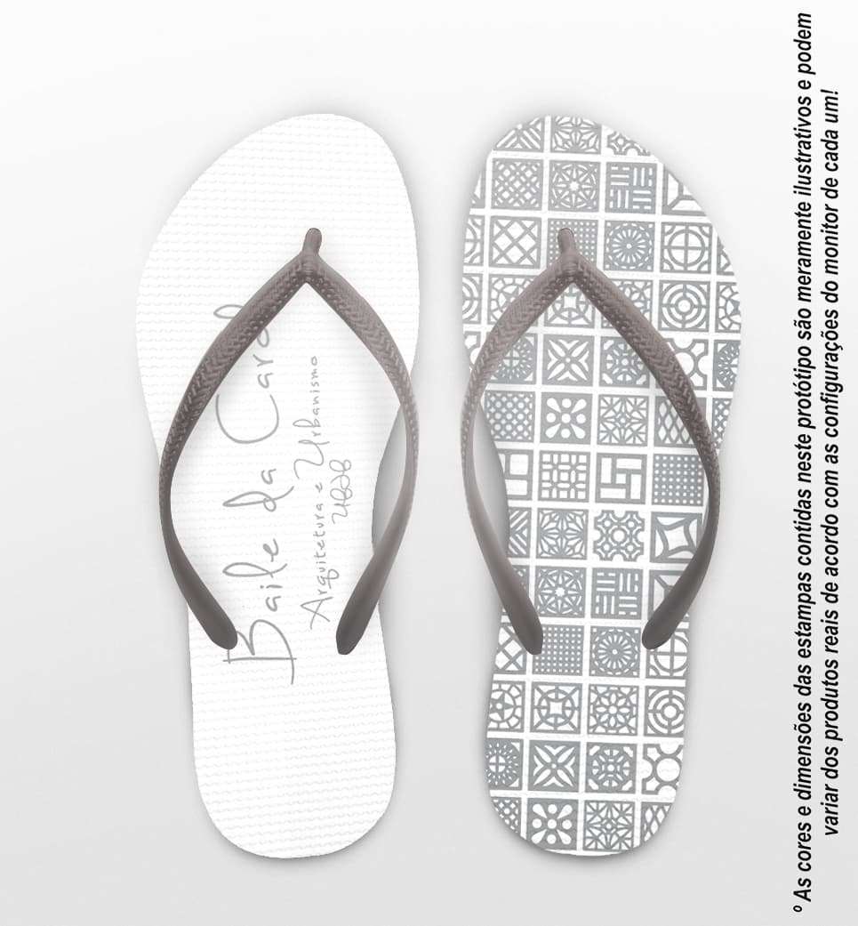 Chinelo Formatura Arquitetura e Urbanismo Fundo Branco com Azulejos Personalizado COD 5751