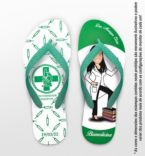 Chinelo Formatura Biomedicina Caricatura Personalizado COD 10603