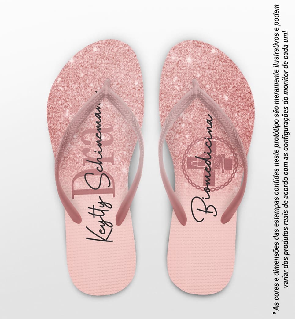 Chinelo Formatura Biomedicina Glitter Rosé Personalizado COD 10602